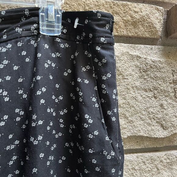 VETTA Capsule Black Ditsy Floral Wide Leg Trouser Pants Size 16 Made USA Tencel - Picture 5 of 10